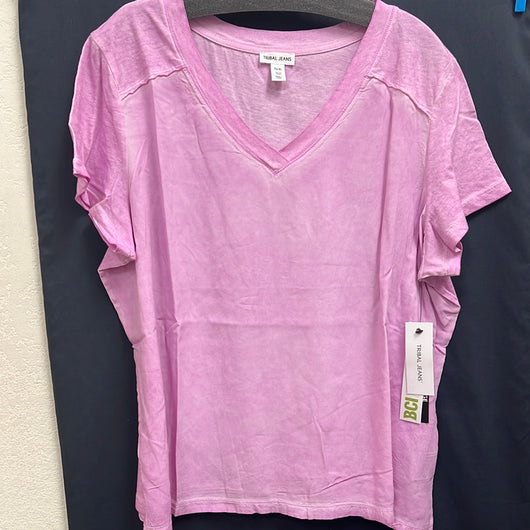 Tribal orchid rose lavender short sleeve knit top