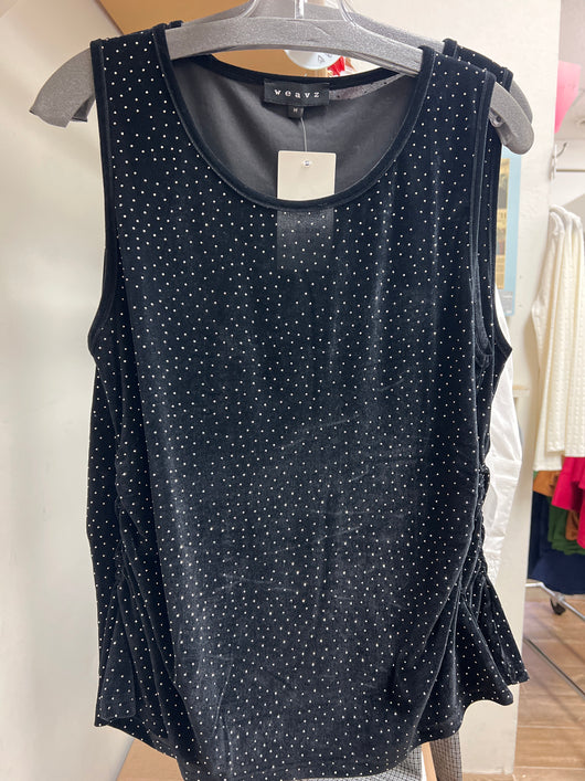 Weavz velvet rhinestone tank black