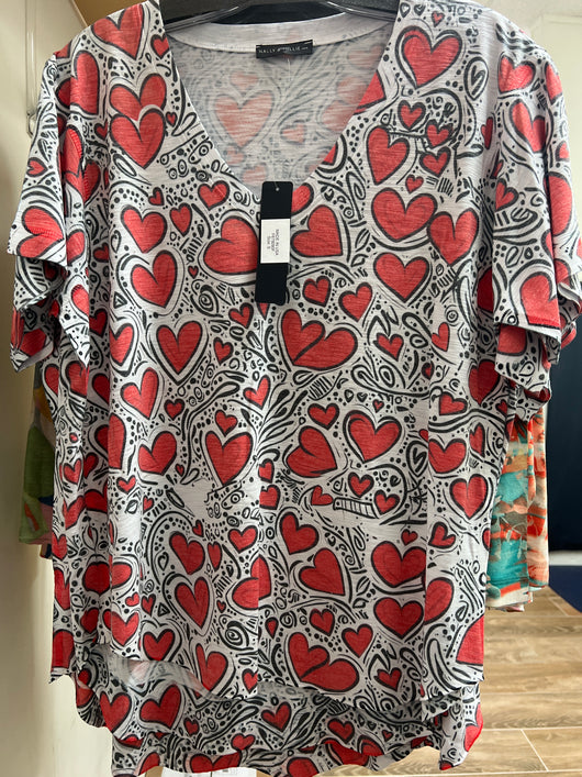Nally & Millie s/s hearts top