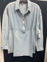 Tribal chambray pleated tunic