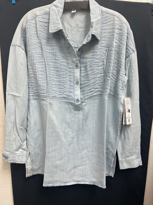 Tribal chambray pleated tunic