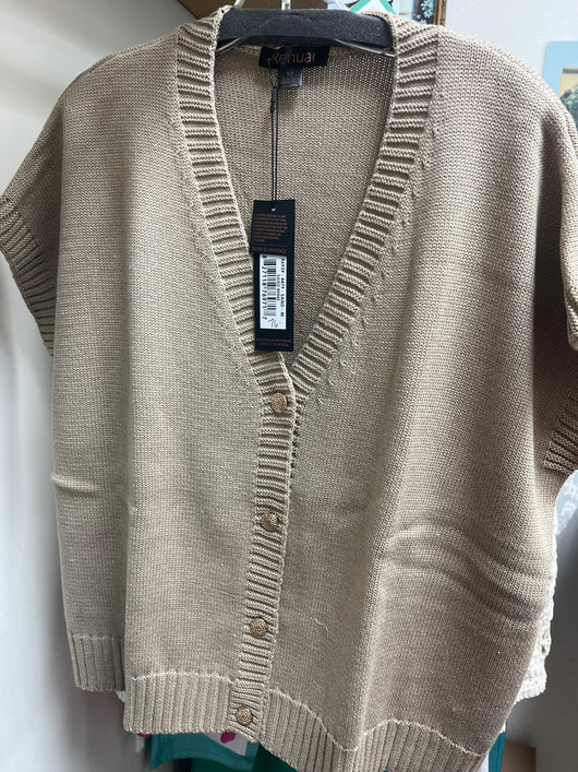 Renuar knit s/s cardigan sand