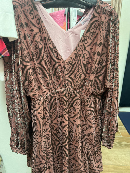 Cozy Co mauve burnout velvet dress