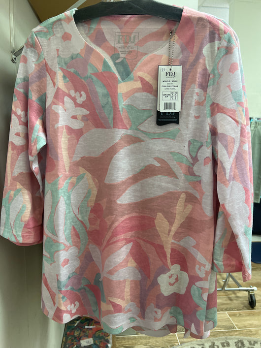 FDJ pink camo floral print top