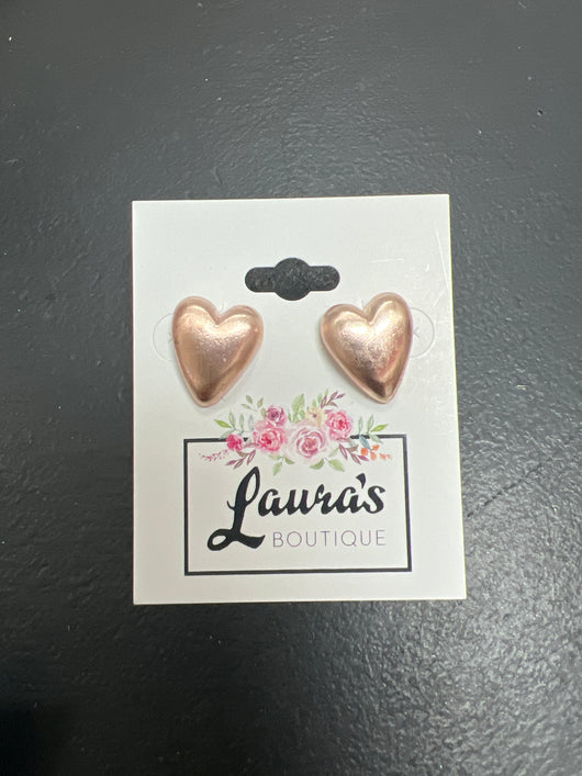 Rose gold heart stud earrings