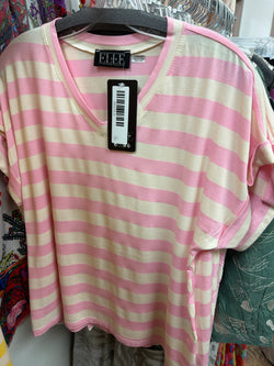 Elle pink stripe shirt