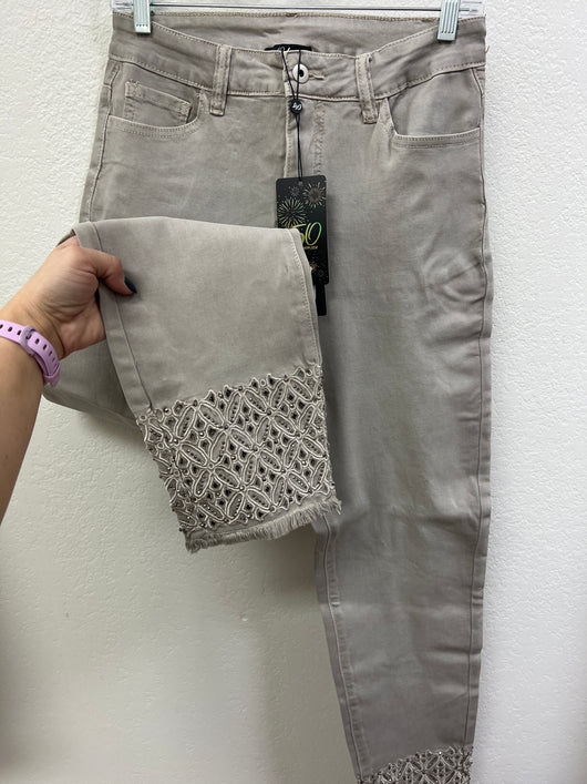 Orly sand eyelet embroidered jeans