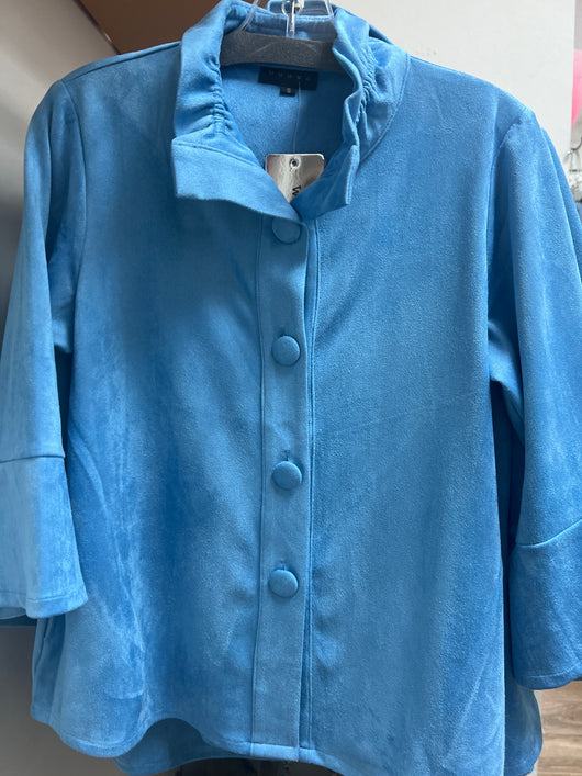 Weavz sky blue button up wire collar jacket