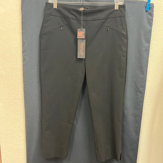 Renuar black capri pull on zipper pockets