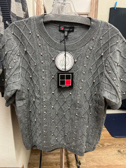 Carre noir grey rhinestones sweater