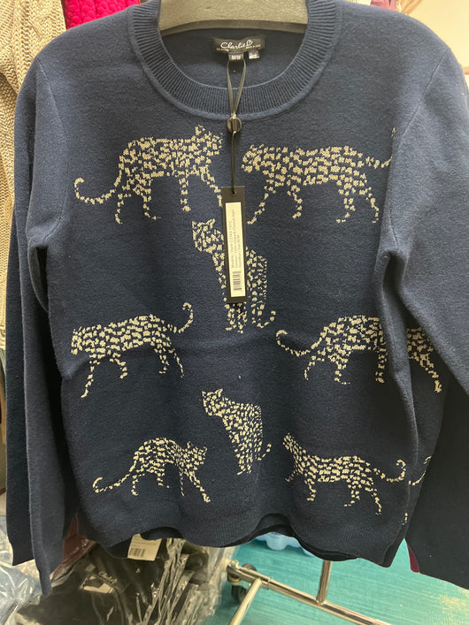 Charlie B navy leopard sweater