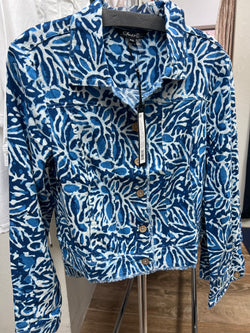 Charlie B reef blue print button front jacket