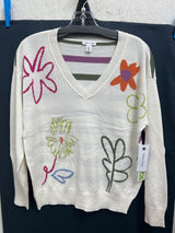 Tribal multi flowers stripe sweater