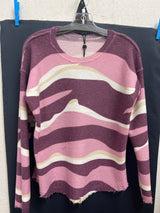 Charlie B burgandy stripe reversible sweater