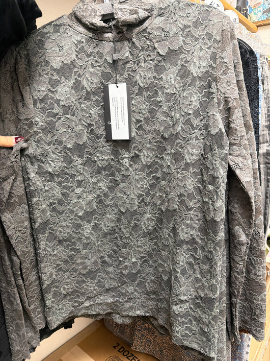 Gabby Isabella Grey Lacy Top