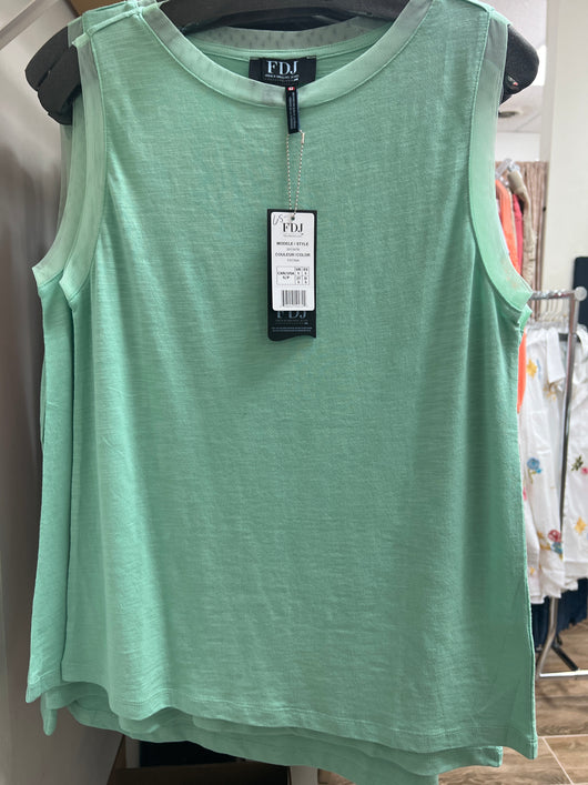 FDJ boat neck cami w/ sheer trim patina green