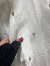 Charlie B gold heart embroidered white linen