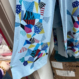 INoah light blue multi abstract wide leg pants