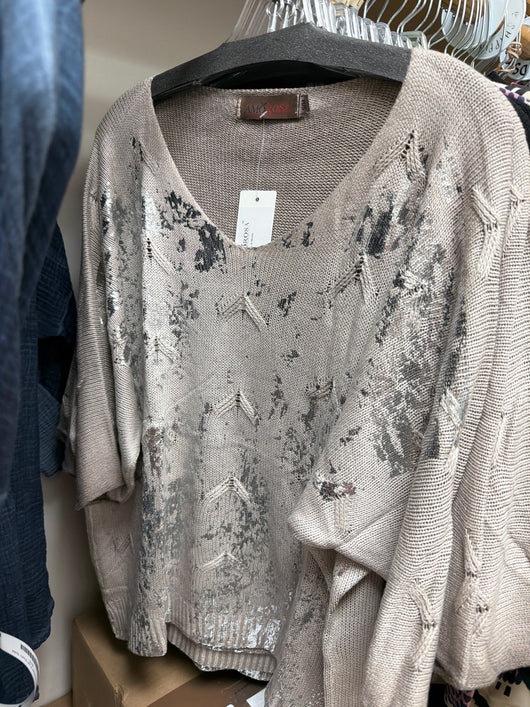 Amorosa Beige Foiled Sweater