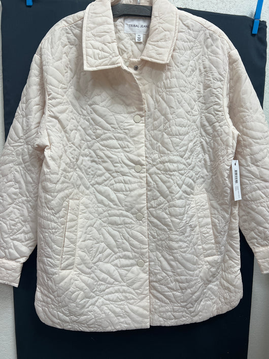 Tribal snap up cream quilted jacket