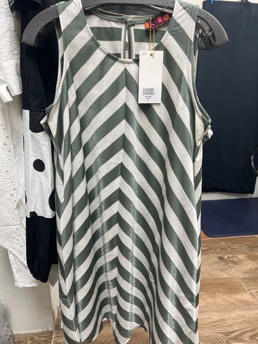 Isle metallic gem green chevron dress