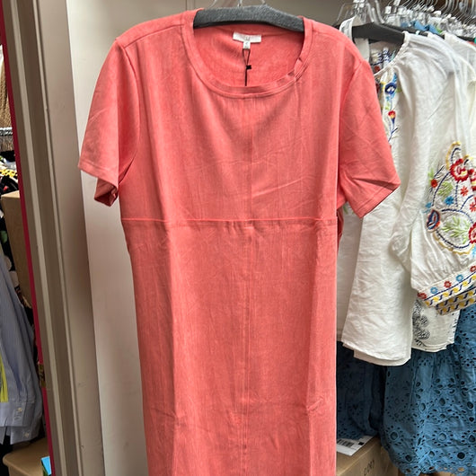 Joh coral suede round neck dress