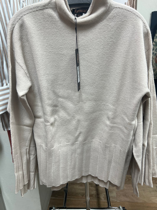 Renuar mock neck tunic sweater oyster
