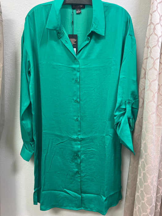 Renuar airflow button up tunic dress jade green