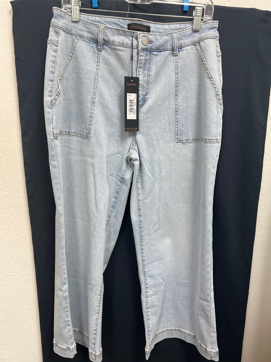 Renuar bleach wash wide leg crop jeans