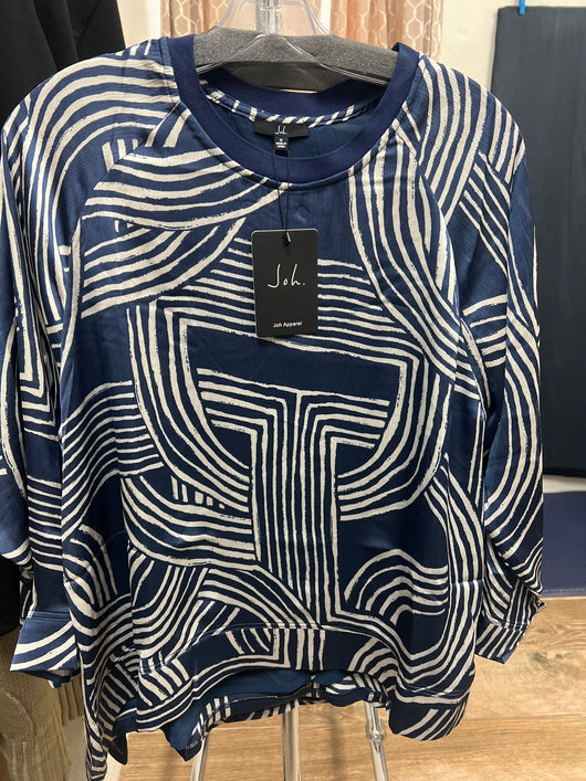 JOH navy beige print top