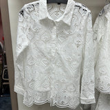 AZI white lace button up shirt