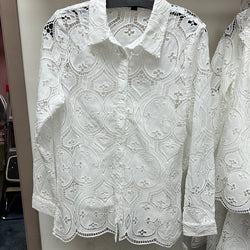 AZI white lace button up shirt