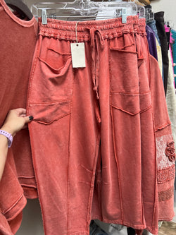Easel brick mineral wash pants