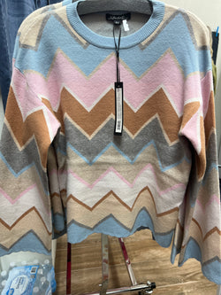 Charlie B chevron bell sleeve pastel sweater