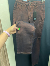FDJ Suzanne pencil leg metallic copper jeans