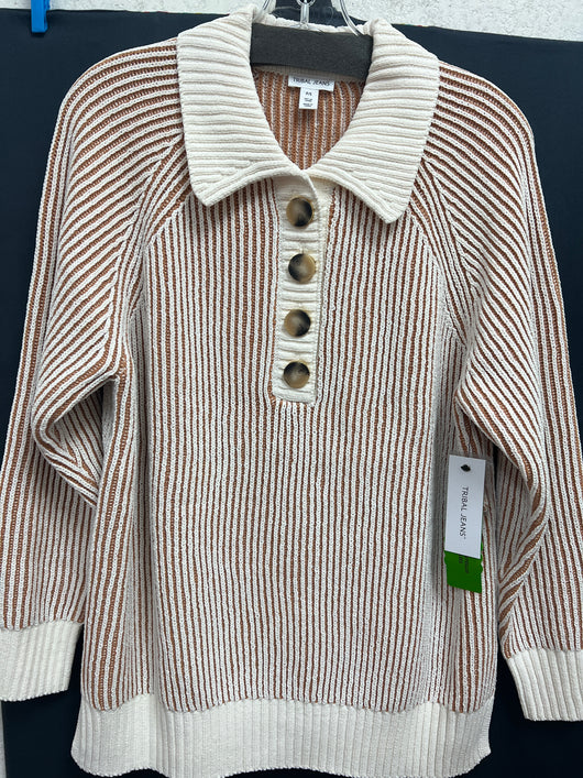 Tribal almond ribbed collared sweater