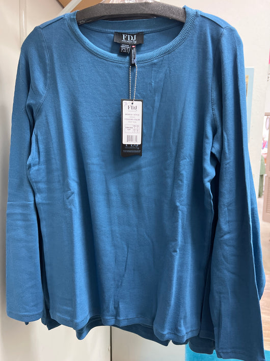 FDJ long sleeve ribbed boat neck top deep teal