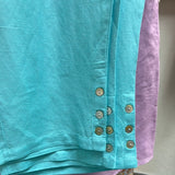 Toofan aqua linen pants button detail