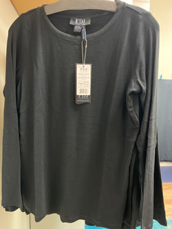 FDJ long sleeve ribbed boat neck top black