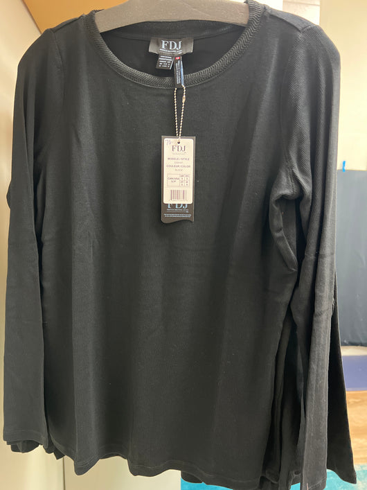 FDJ long sleeve ribbed boat neck top black