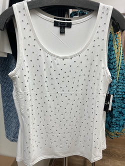AZI white rhinestone tank
