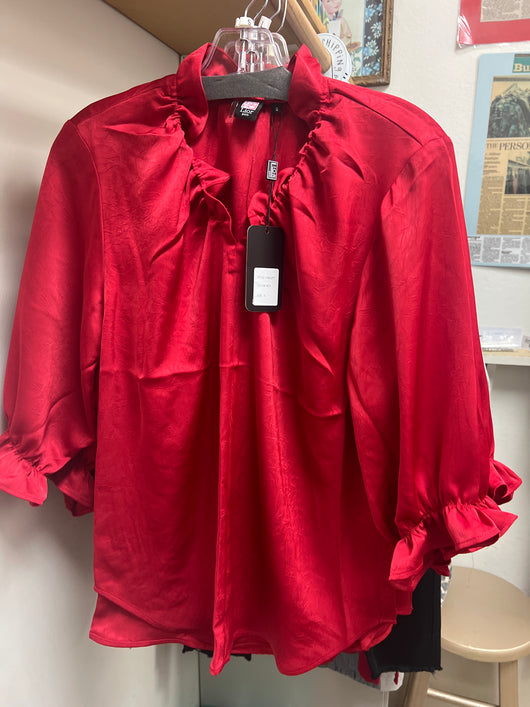 Lior red ruffle blouse