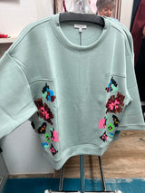 JOH sage green sequin top
