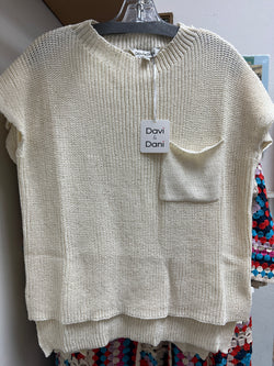 Davi & Dani cream sweater metallic sequins