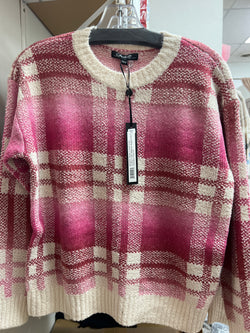 Charlie B plaid space dye sweater magenta pink