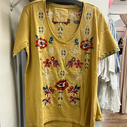 Caite yellow embroidered shirt