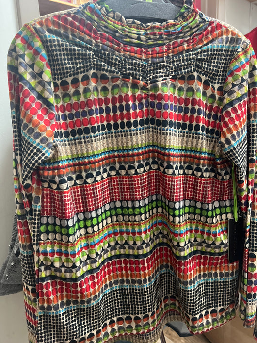 Trisha Tyler multi dots mock neck top