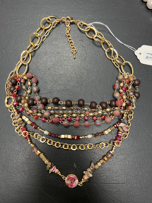 Lordane multi strand gold beaded necklace