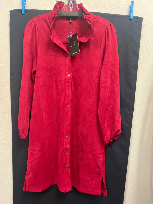 JOH red suede ruffle collar dress