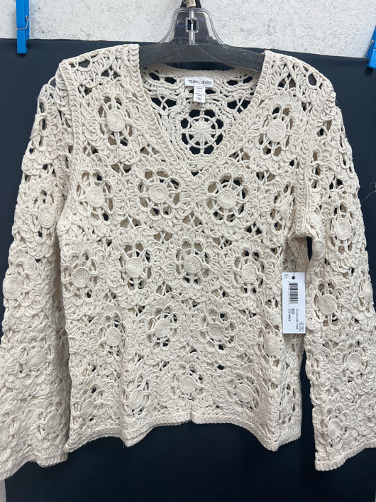 Tribal coco milk beige crochet top